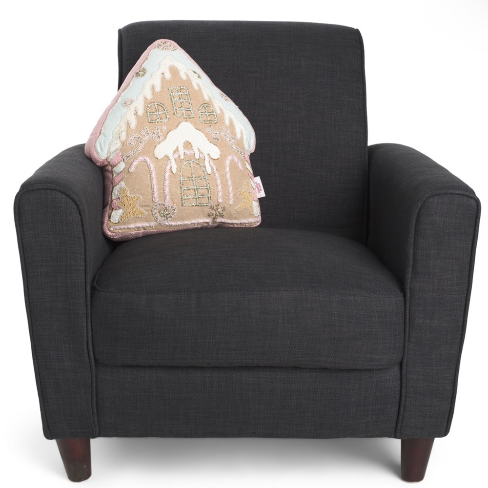 Sugarplum Dreams 15x17 Pink Gingerbread House Pillow